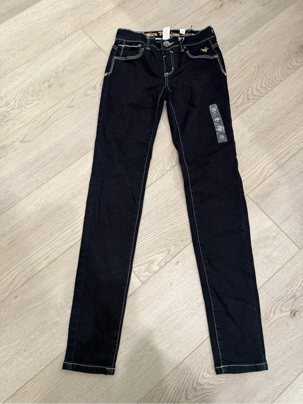Justice Black Skinny Jeans with Contrast Stitching